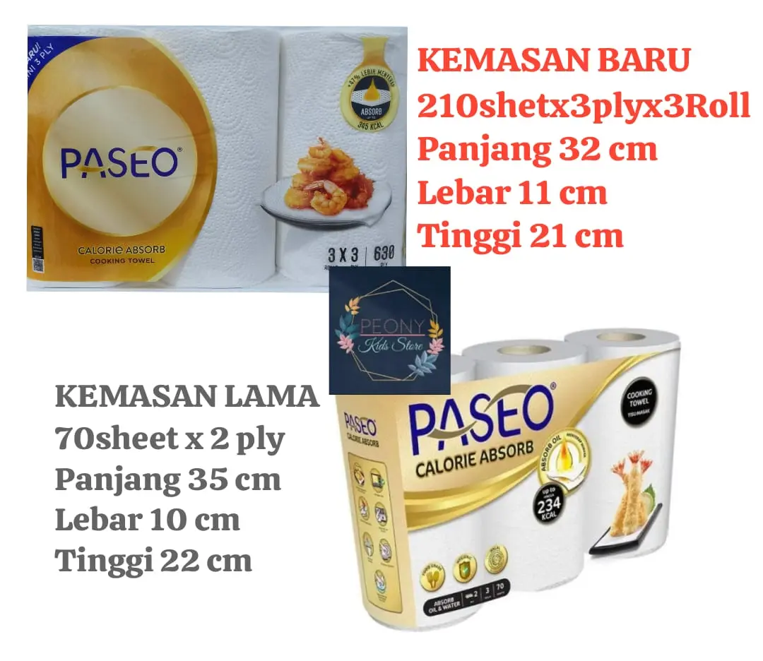 tissue paseo kitchen towel 3 roll/tisue tisu dapur calorie absorb/tisu minyak 3roll