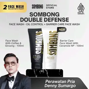 [ready stock] Sombong Double Defense Face Wash 5-in-1 dengan Coffee & Ginseng & Barrier Care Ceramide NP 100ml untuk Perawatan Pria