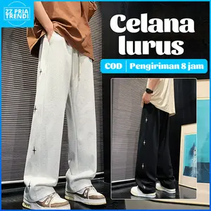 Celana panjang pria Celana gombrong pria Celana hitam abu-abu Kain: kapas Pola bintang samping Celana y2k motif Celana pria korean style M-3XL Celana lebar kaki Celana ukuran besar Celana casual pria Bagy pants Celana panjang pria Lembut Nyaman Baggy