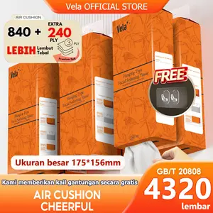 【4 pack】Vela Tisu Gantung tebal 175*156mm 3 PLY 1080 Sheets untuk pakai dirumah ekonomis Tisu makanan dengan kemasaan besar Kertas tisu kelas medis Sesuai untuk ibu dan bayi Kertas tisu penggantung yang dapat ditarik Memberikan penggantung gratis Tissue