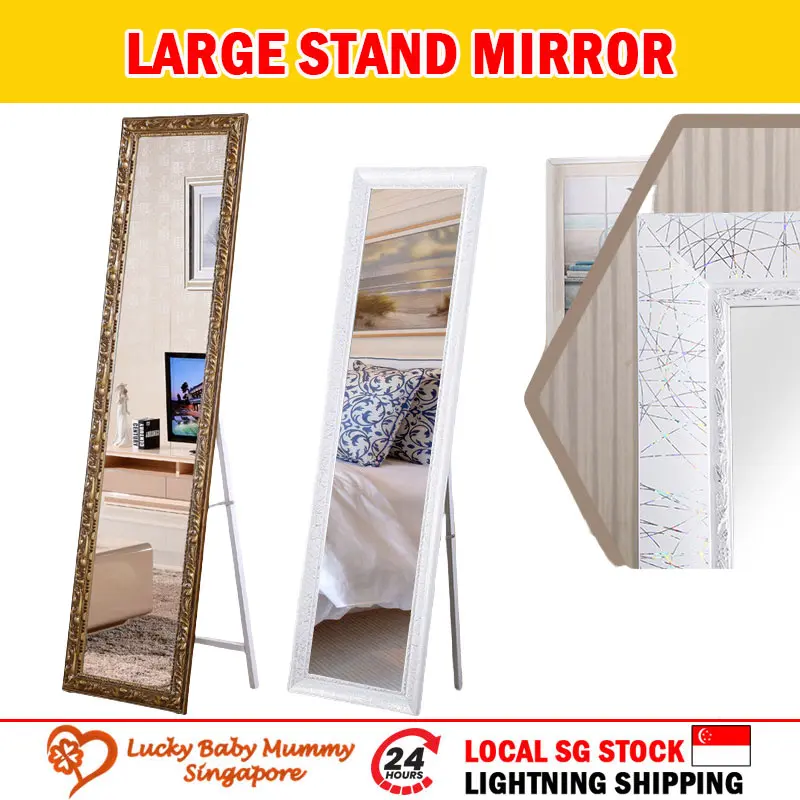 Full length mirror Stand Mirror Dressing Mirror Decor Flower Wooden Elegant