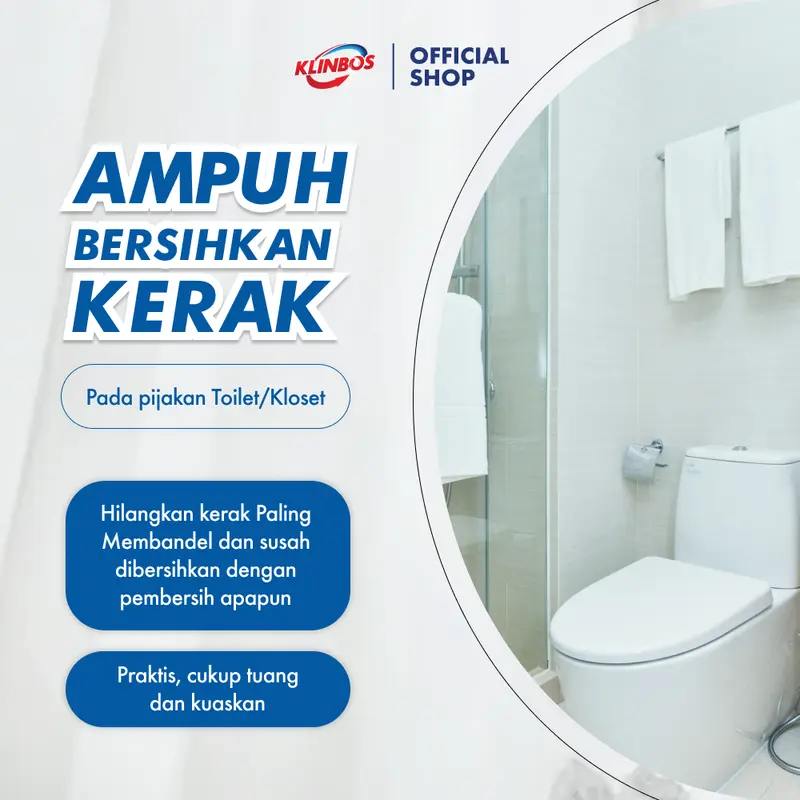 [PROMO STOK TERAKHIR] KLINBOS "KERAK KLOSET" - Pembersih Noda & Pembersih Kerak WC / Toilet / Kloset Cairan BIRU untuk Kerak Membandel Pada WC Dapat Tutup Merah Lancip 1