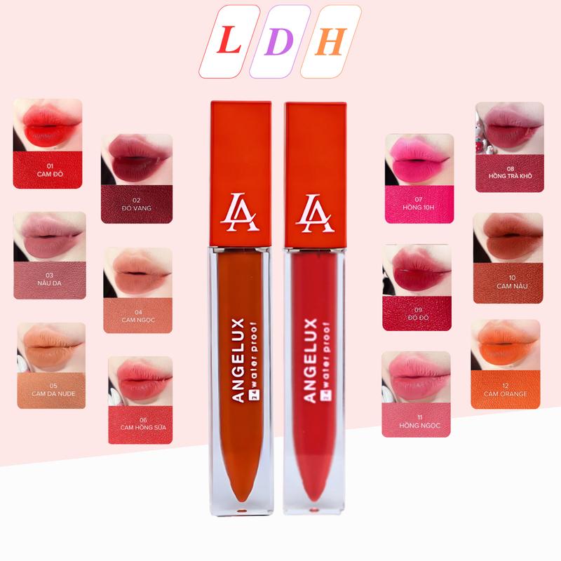  son kem siêu lì Angelux -Chống thấm  chống trôi suốt 24H-   05 - CAM DA NUDE   Cosmetic Mỹ Phẩm son Môi Trang Điểm Women Nữ son dio son  đỏ đất son sieu son  khô 