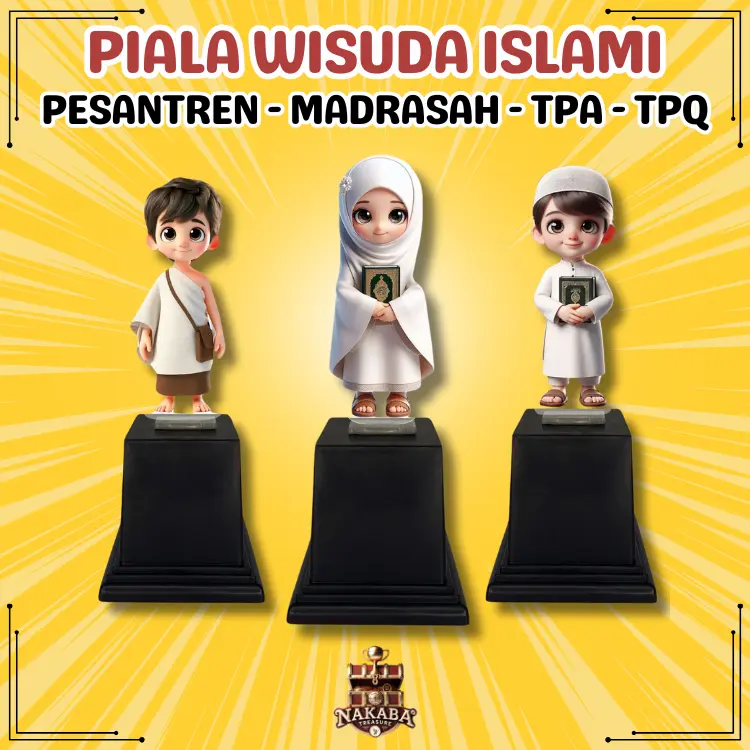 Piala Akrilik Penghargaan & Kenangan Manasik Haji Anak Sekolah PAUD TK SD Plakat Tropi Plus Tatakan