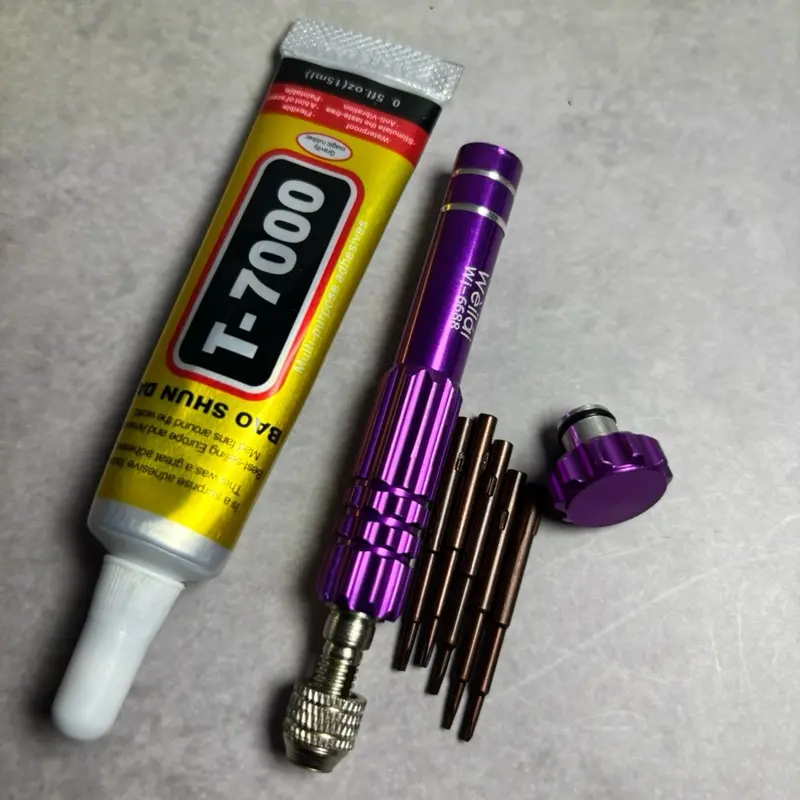 Obeng Set Alat Servis HP 5in 1set 5mata + Lem LCD 15ml untuk Perbaikan Ponsel dan Aksesori T-7000
