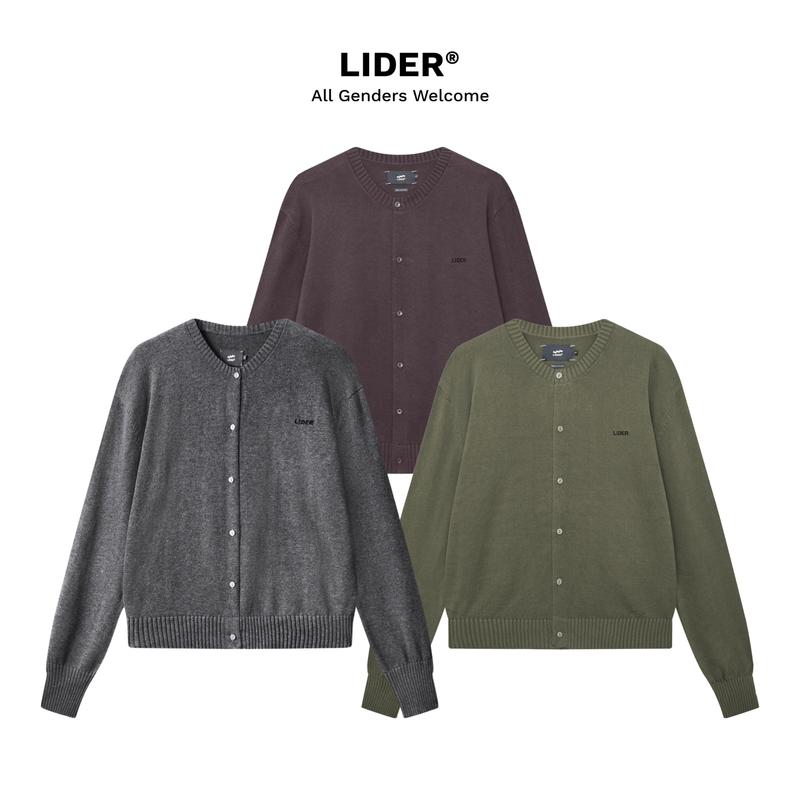  LIDER Áo Khoác Cardigan Len Boxy Ôm Body Unisex LIDER AUTUMNAL KNIT CARDIGAN Chất Liệu Len Mềm Mịn 3 Màu Xám Đậm Nâu Xanh Rêu 