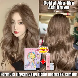 KOKIRA Ash Brown Hair Color semir rambut Coklat Abu-Abu cat rambut Pastel dengan Perawatan Plant Health Pewarna Rambut  Hair Colour  Ash grey semir Dye Natural honey tea