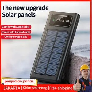 50000/100000 mAh Power Bank Tenaga Surya dengan Port USB, Charger Eksternal, Senter, Power Bank Tenaga Surya Multifungsi dan Portabel