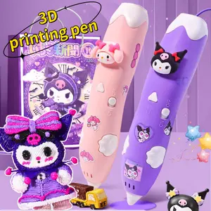 QQbaby Mainan 3D Printing Kuromi, Hadiah Liburan Anak dengan Pena 3D & Kreasi Kerajinan Tangan, Alat Latihan Menulis untuk Anak-anak