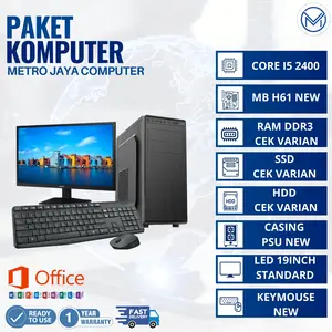 PAKET PC CPU KOMPUTER ANBK KOMPUTER TKA KOMPUTER ADMIN RAKITAN SET LENGKAP SIAP PAKAI CORE I5 2400 RAM  SSD HDD CEK VARIAN MONITOR LED 19" NEW KEYBOARD MOUSE NEW CASING PSU NEW