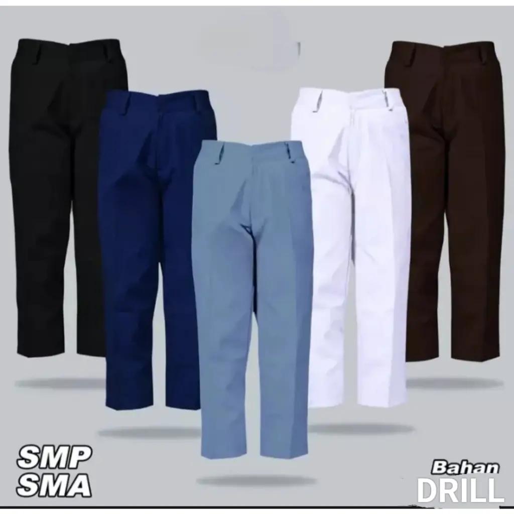 SERAGAM CELANA SEKOLAH SMP/SMA CELANA PANJANG Nyaman Hitam Kantong Pria Formal Kerja Kantor Semi Slim Fit
