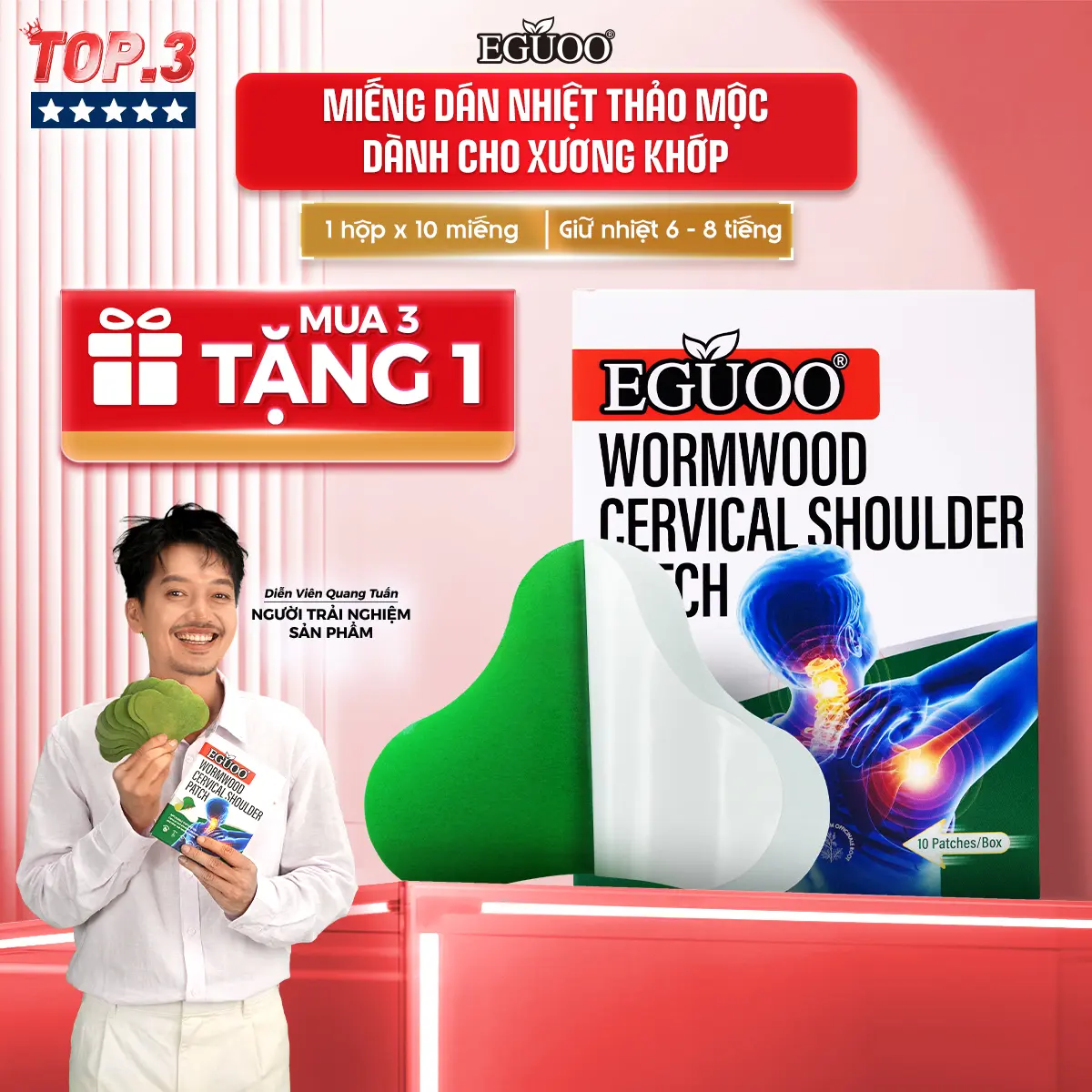 Miếng Dán Nhiệt EGUOO Hỗ Trợ Giảm Đau Vùng Cổ Vai Gáy Giúp Ngủ Ngon Làm Ấm Vùng Cơ Căng Cứng