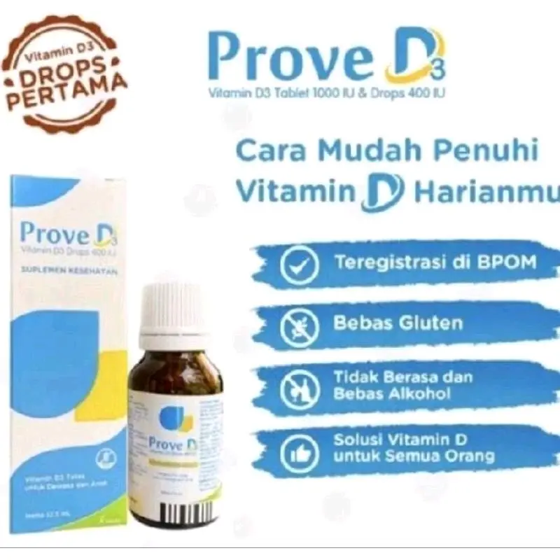 (TERLARIS) Prove D3 Drop - Vitamin D3 400 IU Tetes 12.5 ml untuk Dewasa dan Anak-12.5 ml Pelancar 3