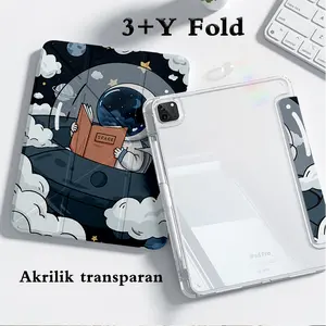 Case Tablet For infinix XPAD30E 11" Infinix XPAD 20 / 20 Pro /XPAD 11"Megapad 11 casing 3+Y Acrylic transparan +bumper Silikon | Fungsi 3 IN 1 Cover Layar Dapat Dilipat Slot Stylus