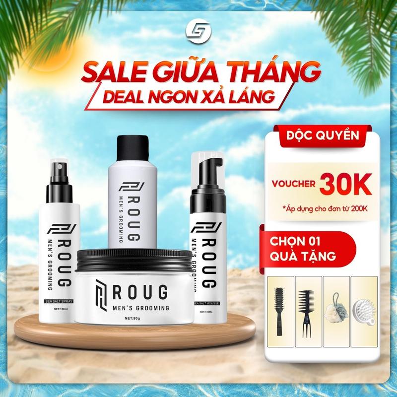 Sáp Vuốt Tóc Roug Men's Grooming Matt Clay 90g - Sáp vuốt tóc Roug Trắng, Bọt Tạo Kiểu Roug, Xịt Tạo Phồng Roug, Gôm Xịt Tóc Roug Chính Hãng Singapore - Tặng kèm lược Roug