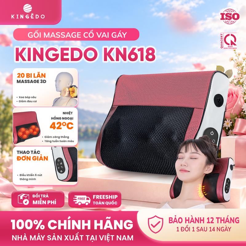 【Phiên Bản Mới 2026】Gối Massage Hồng Ngoại 20 Bi Xoay – Máy Massage Cổ Vai Gáy Lưng Nâng Cấp – Có Nhiệt Sưởi Ấm, Đảo Chiều – 6 Nút Điều Khiển Đa Chức Năng - Phù Hợp Làm Quà Tặng KingEdo KN 618 Pro