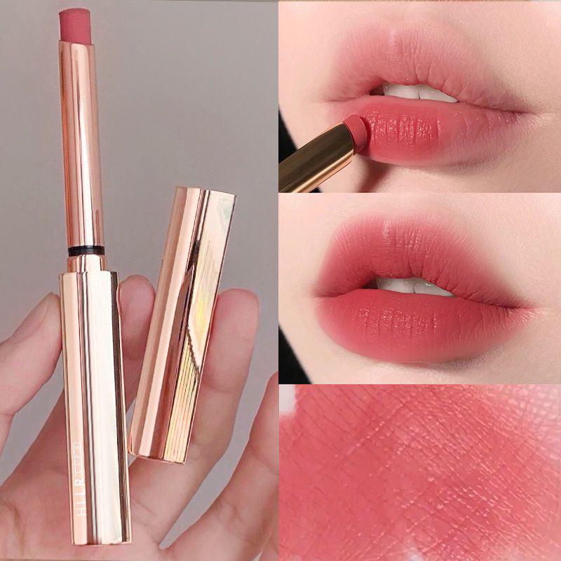 Son Môi Lì Không Thấm Nước, HLLR, Ống Mỏng, Son Kem Dưỡng Ẩm, Màu Dán Đậu, Bút Son Môi, Sử Dụng Hàng Ngày, Nhẹ Nhàng Trang Điểm Nữ Mỹ Phẩm