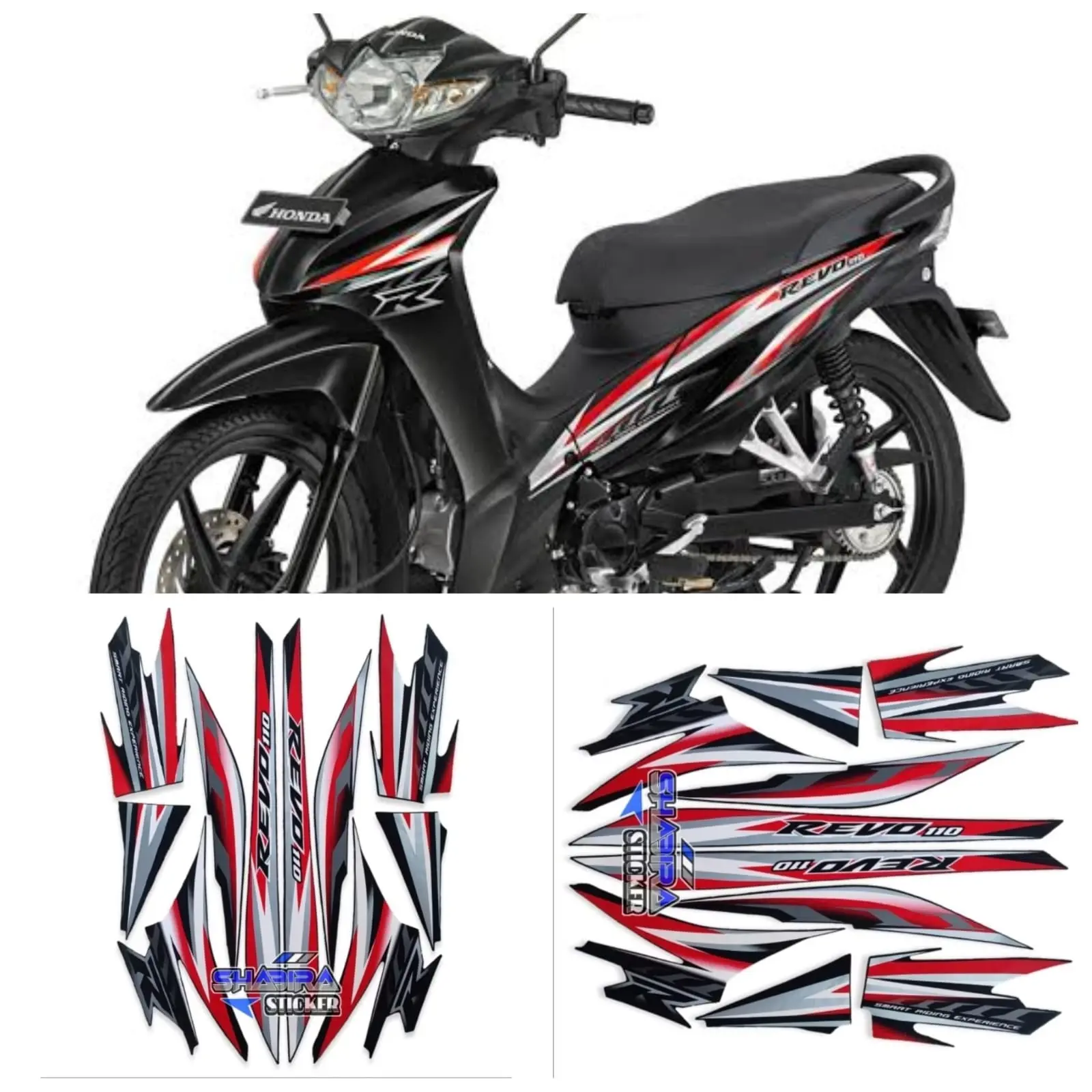 Striping Stiker Motor Honda Absolute Revo 110R 2011 Hitam Fullset Motorcycle