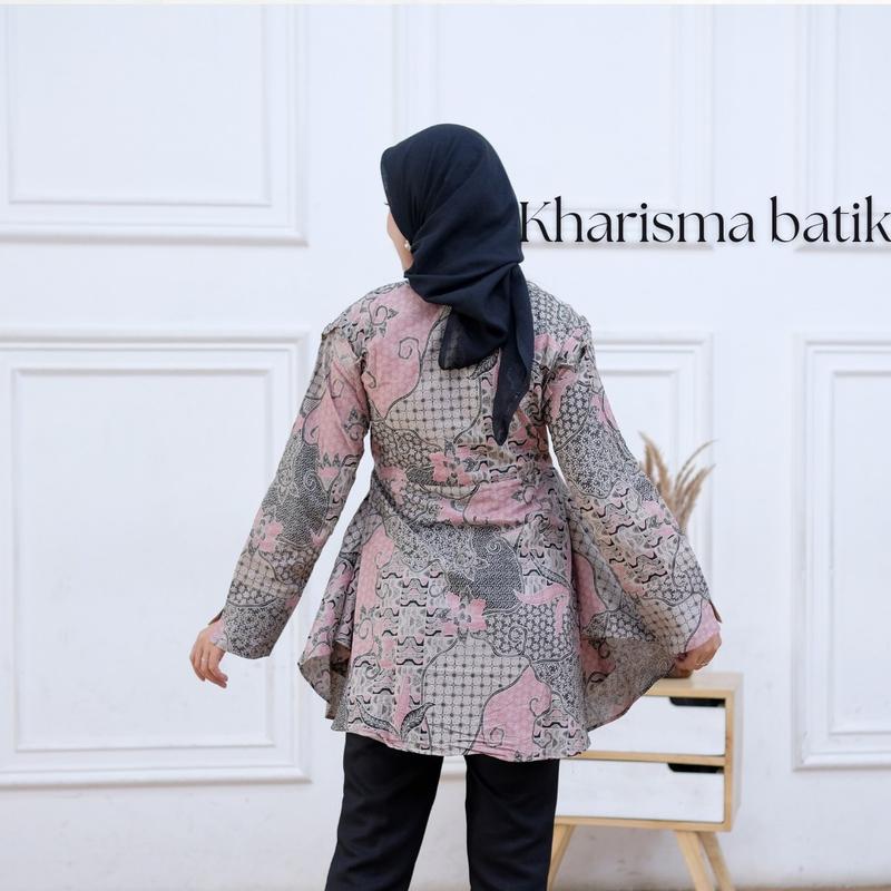batik wanita perkantoran pink soft Katun 2