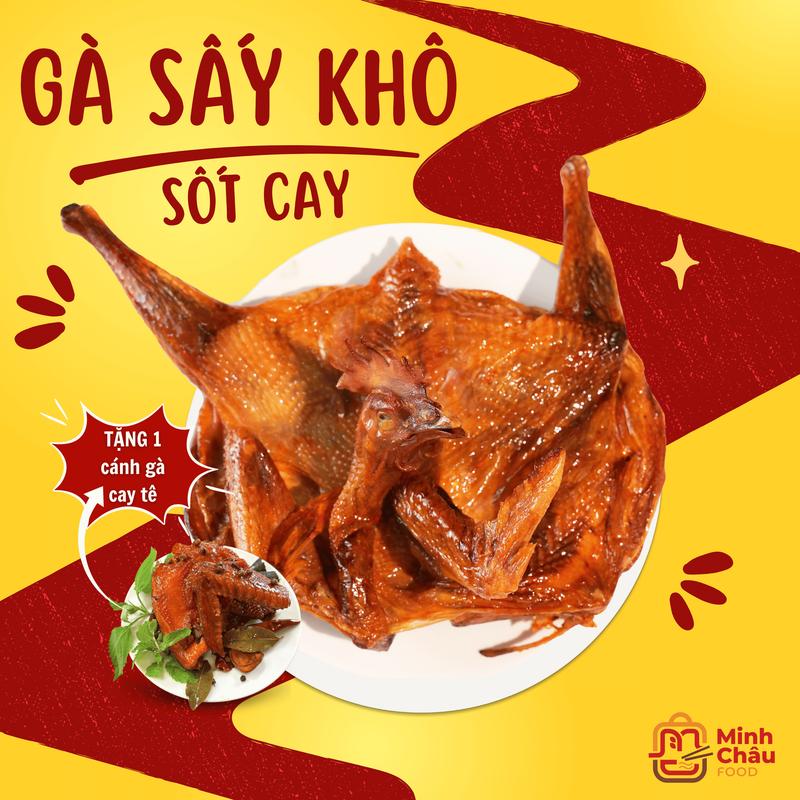 Live sale tặng 1 cánh gà Gà sấy khô MINH CHÂU FOOD gà có hương vị cay tê gà sốt cay đồ ăn vặt by Minh Châu Food Snack Thức Ăn