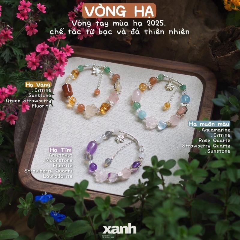 Vòng tay Hạ đá thiên nhiên mix charm bạc dễ thương, nữ tính - Xanh Jewelry Phụ Kiện Caro Lịch Đeo Tay Điềm lành Vietnam Rose quartz Citrine Sunstone labradorite