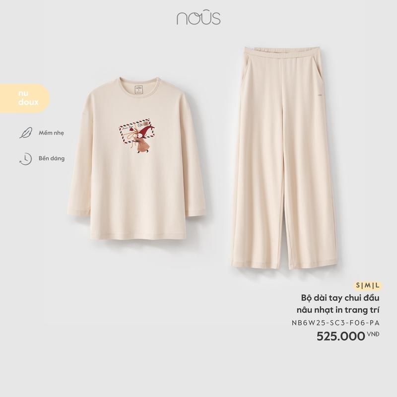   KOL Nous Mom  MOM23 Bộ quần áo dài tay chui đầu phối họa tiết chất liệu co giãn đa chiều BST T11 