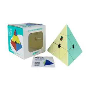 Puzzle Kubus Teka Teki Cube Pyraminx Stickerless Macaron Pink Moyu - Puzzle Kubus Teka Teki Piramida