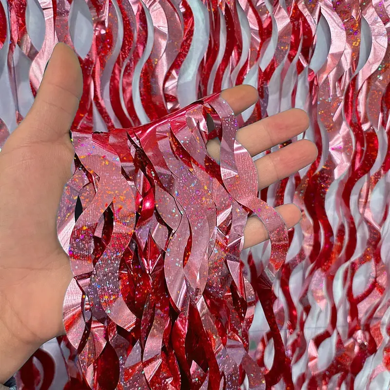 COD (YBL) Tirai Dekorasi Kantor Kelas Pesta Ulang Tahun Tirai Rumbai Plastik Chrome Foil 99 x 180 Cm Foil Curtain Backdrop Curtain Selinger Metalik t Murah (BELI LOKAL) 8