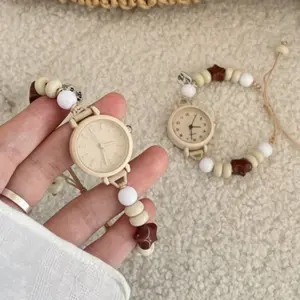 Jam Tangan Wanita Quartz dengan Dial Miniatur, Rantai Mutiara, Ukuran Dapat Disesuaikan, Tanpa Kotak, Gerakan Presisi, Gaya Unik