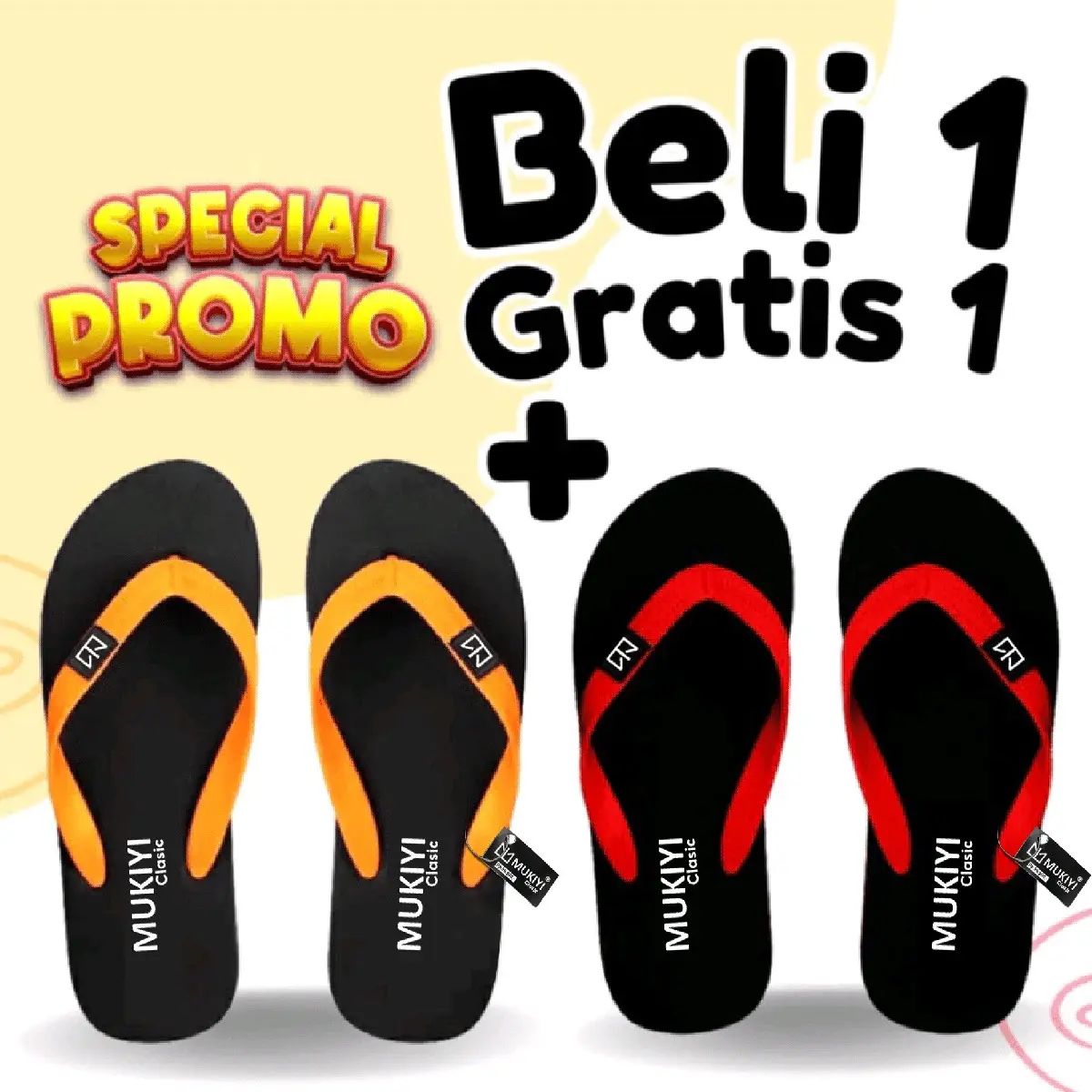 Sandal Filpper MUKIYI Clasic BELI 1 GRATIS 1 Distro Premium Sendal Japit Cowok Cewek Pria