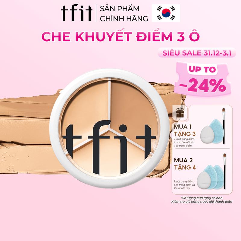   CFV  Concealer TFIT Kem Che Khuyết Điểm Chuẩn Hàn Quốc 15g Che Nếp Nhăn Quầng Thâm Mắt Mụn Nám Tàn Nhang 3 Màu Đa Năng Dễ Làm 
