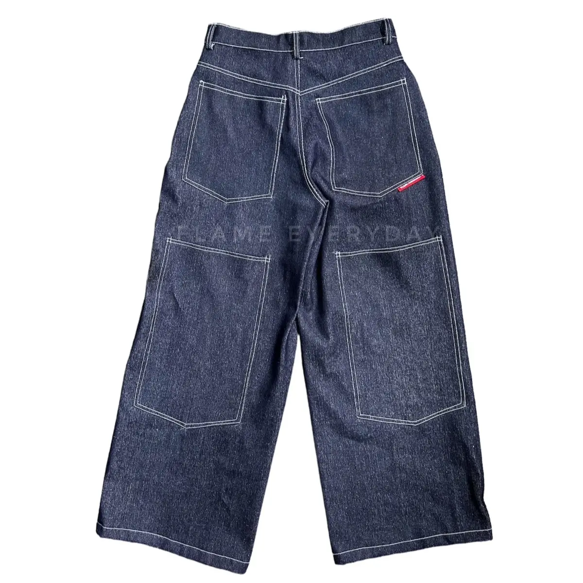 Flame Everyday Celana Denim Y2K Denim Y2K Big Pocket Celana Denim Oversize Raw Denim 13oz Tebal Jean Panjang Blue Biru
