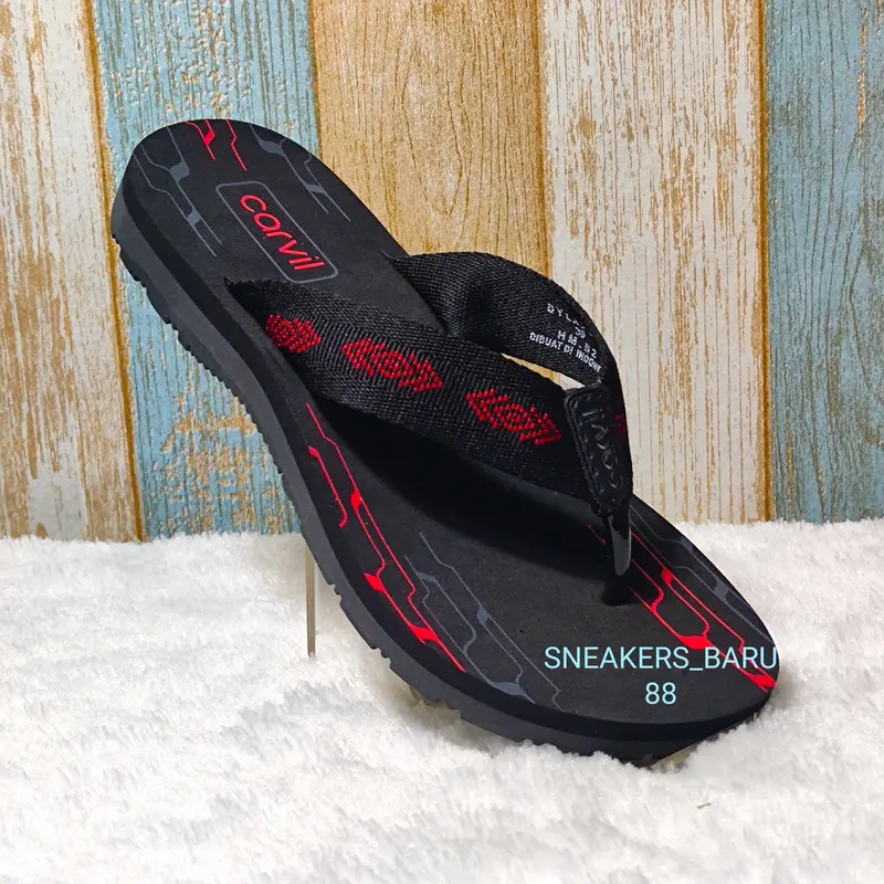 sendal carvil model jepit black red terbaru cocok untuk pria dan wanita kualitas 100 % original 1
