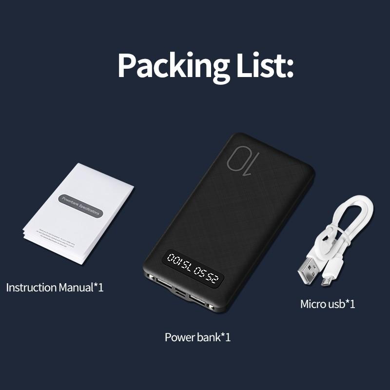 YLV PT69 Powerbank 10.000mAh LCD + Fast Charge Real Capacity power bank 5