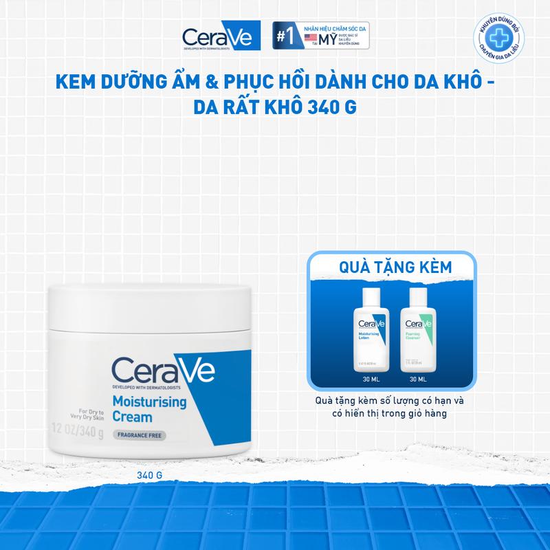 [DEAL HOT] Kem dưỡng ẩm dành cho da khô CeraVe Moisturizing Cream 340g. Kem dưỡng giúp phục hồi chuyên sâu, giữ da ẩm mịn suốt 48 giờ. DÙNG ĐƯỢC CHO DA MẶT VÀ CƠ THỂ_Chăm sóc da_Kem & Sữa dưỡng thể_Skincare cho Nam và Nữ