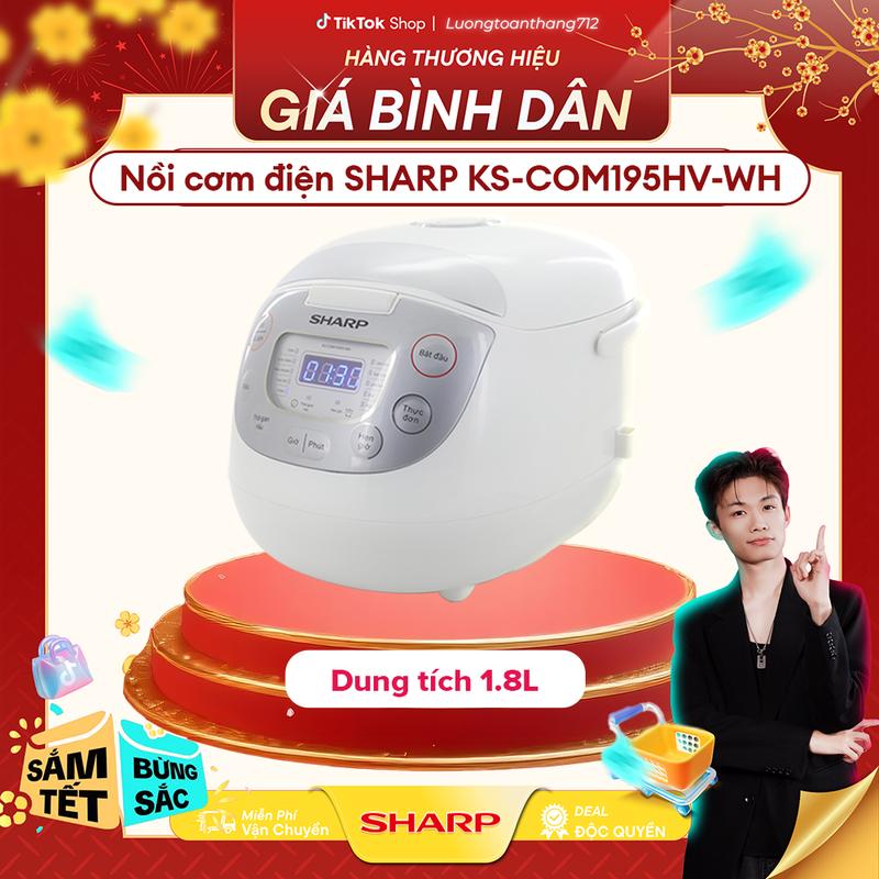   LTT 0126  Nồi cơm điện tử Sharp KS-COM195HV-WH 1.8L   Nấu cơm và 11 Chức năng nấu  - Bảo hành 12 tháng 