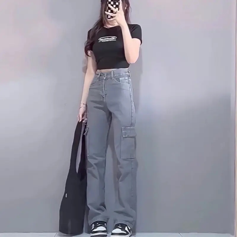 ￼JEANS CARGO WANITA HIGHWAIST - CELANA CARGO WANITA TERLARIS!!! Kantong 0