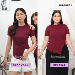 4935 Ova Spandex Shirred Top Kaos Wanita Santai