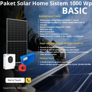 Paket PLTS 1000Wp 1000Watt untuk rumah setara 450VA sampai 900VA