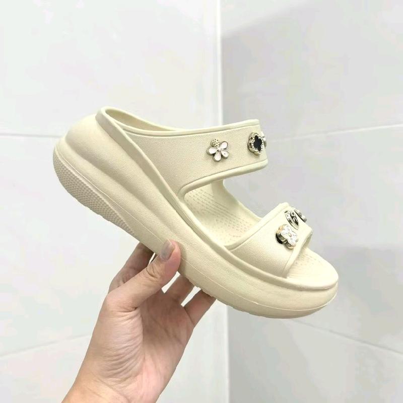 Dép bánh mỳ nữ hai quai cao su eva đế cao 7cm tặng kèm 12 chị tiết sticker ,Dép nữ siêu nhẹ dáng thuyền xinh MS318