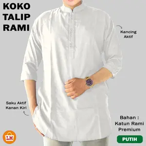 LM 29452 Baju Pria Muslim KOKO TALIP RAMI Katun Lengan 3/4 Size M-3XL