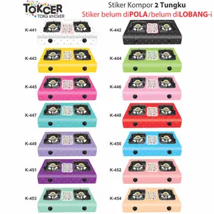 Stiker kompor 2 Tungku LAMINATING GLOSSY Mengkilap Anti LUNTUR Anti MINYAK Anti AIR Tahan PANAS Motif COOKING MASTER sticker