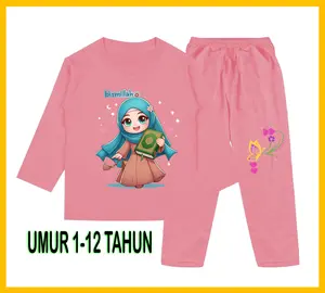 Setelan Baju Tidur Anak Perempuan Gambar Muslim Anak Soleh Setelan Lengan Panjang - Baju Anak Fashion Celana