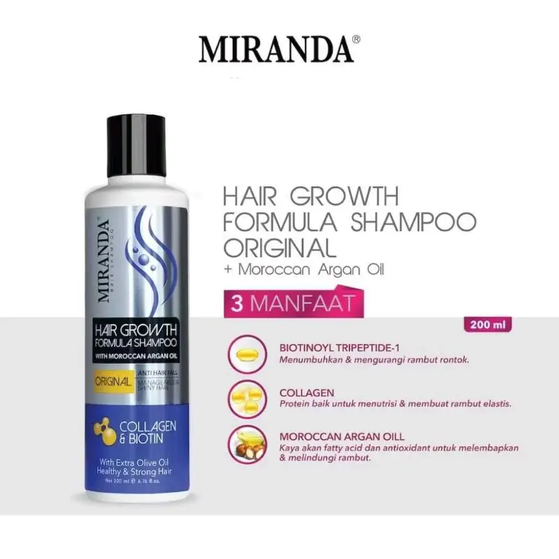MIRANDA Shampoo Kuda 200 mL ( Kemasan Baru) Hair Growth Biotin Shampoo 1