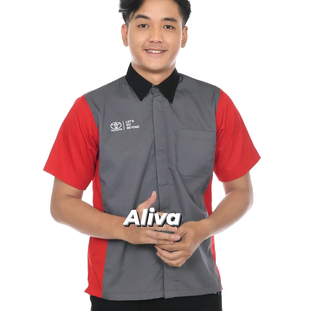 Kemeja Kerja Pria Seragam Karyawan Seragam Kantor Marketing Toyota Baju Bordir Pendek Katun Safety Wearpack