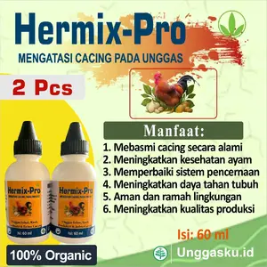 Hermix-pro (2pcs) bantu atasi masalah cacing pada unggas secara alami