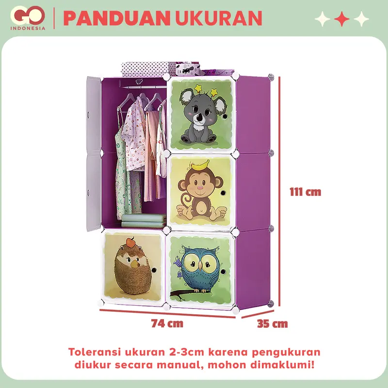 GO - Rak Penyimpanan Pakaian Multifungsi Portable 6 Pintu Bahan PVC Lemari Minimalis Rangka Besi COD 7