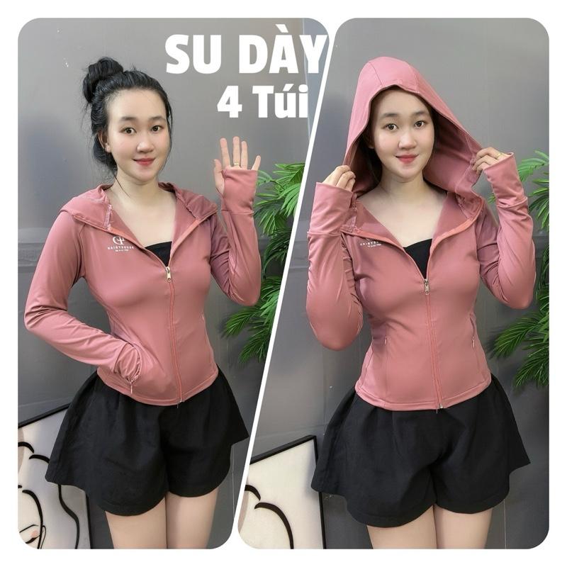 (40-75kg) Áo Khoác SU LẠNH DÀY, Tay Áo Xỏ Ngón, (MÃ SU-LĐ1) Nữ Women Top áo  khoác tập gym, Áo Khoác Tập Yoga