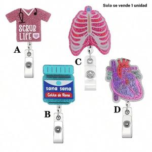 Porta gafetes retráctil, 1 pieza Porta credencial, Suministros para gafetes de identificación para enfermera, médico, asistente médico, farmacéutico