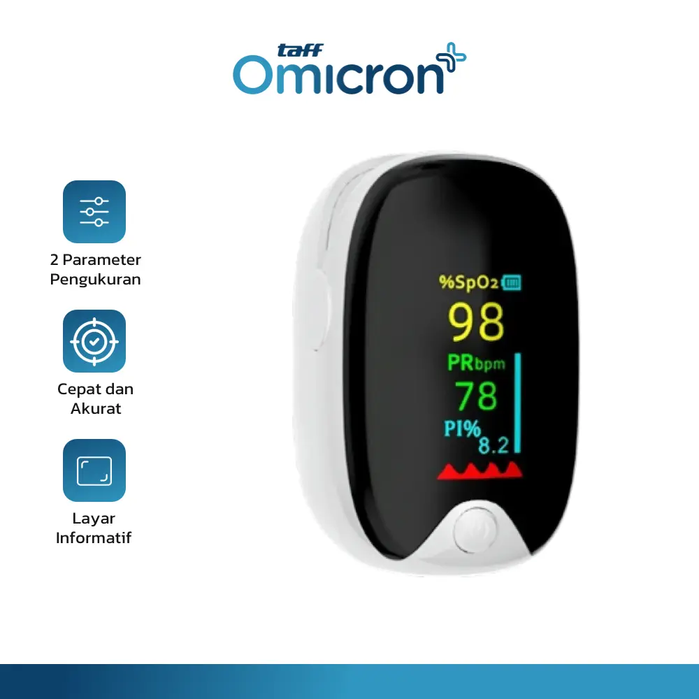 TaffOmicron Fingertip Pulse Oximeter Alat Ukur Saturasi Oksigen Darah - AD901